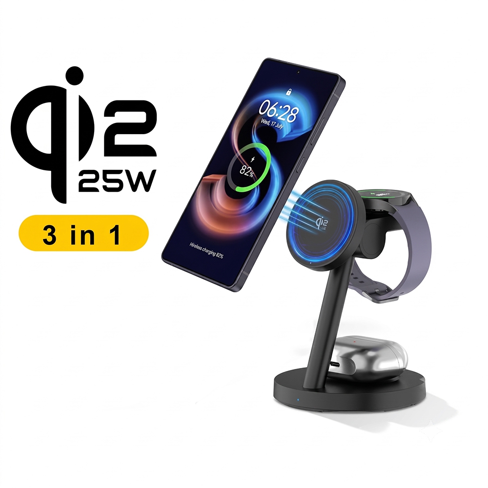 Smart Home Iot - 3in1 Qi2.2 25W高速ワイヤレス充電ステーション 45W PDプラグ iPhone