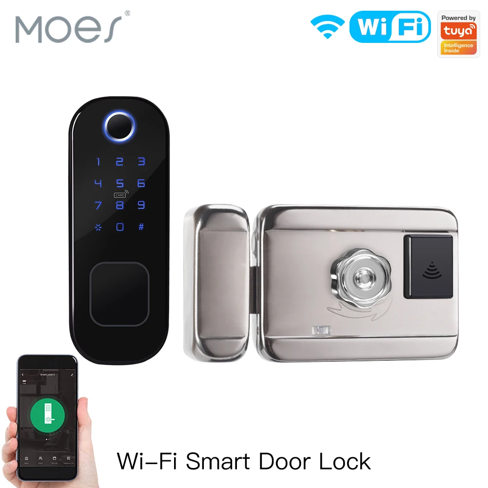 Smart Home Moes - あなたのもの-Wi-Fiを備えたスマート指紋ドア,家,ホテル,セキュリティのためのデジタルドアロック,パスワード付き