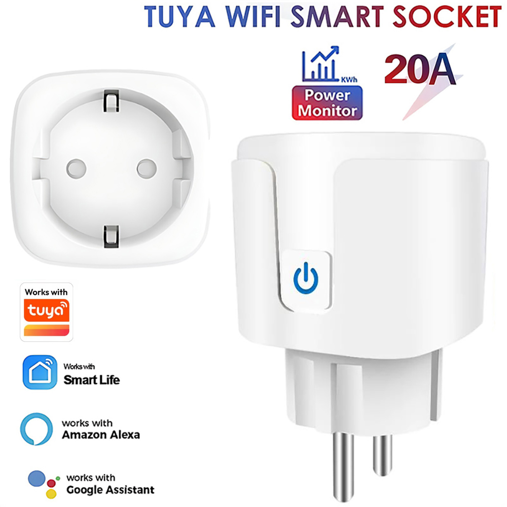 Smart Wall Socket - Tuya Smart Lifeアプリ対応 Wifiプラグ 20Aスマートソケット EU電力モニター