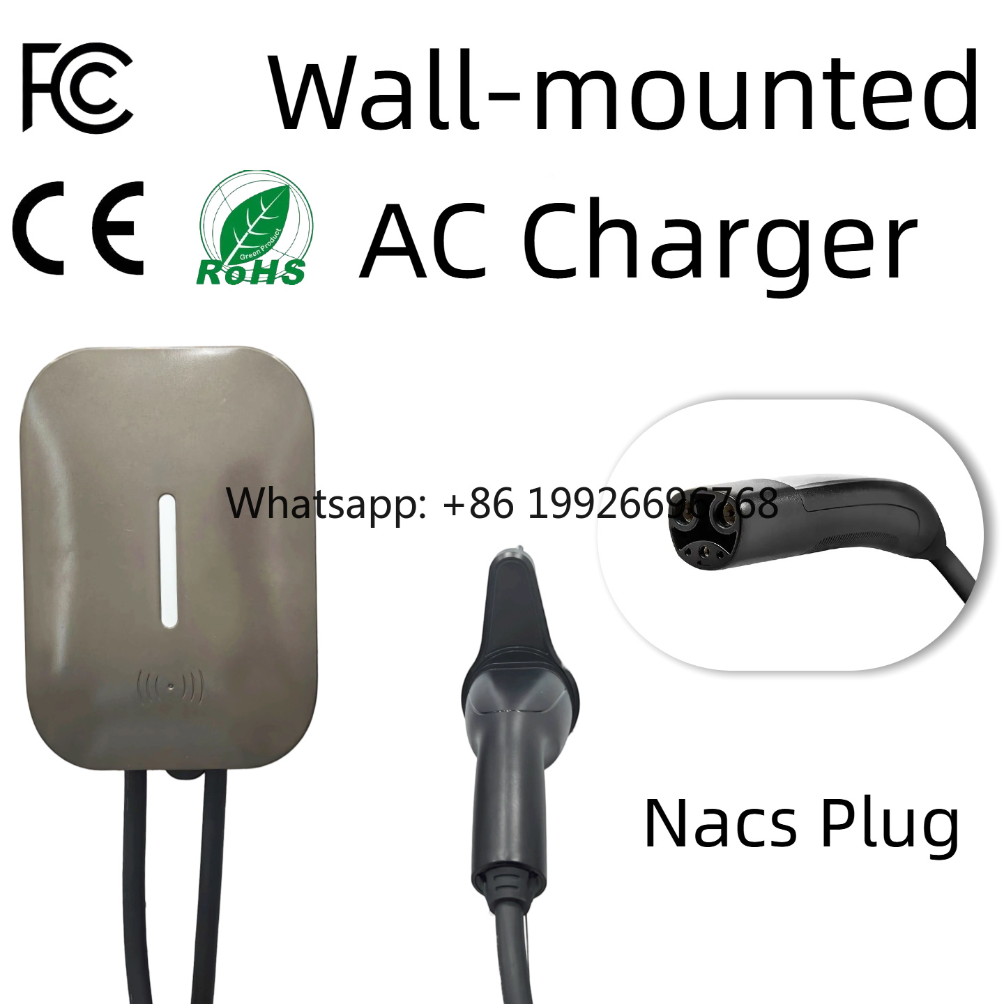 Smart Home Ac - 新型NACS壁掛け式電気自動車AC充電器 250V 12KW RFIDカード/WiFiスマートホーム対応 急速AC 3相