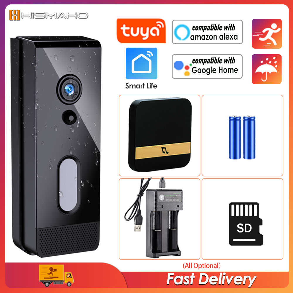 Smart Home Outdoor Camera - Tuya-ワイヤレスビデオインターホン,防水,wifiドアベル,屋外カメラ,スマートホームドアベル,Alexa Googleアパート,1080p