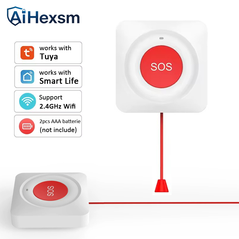 Smart Elderly Home - Tuya WiFi SOSボタン 簡単プルロープ 1キー緊急通報 子供
