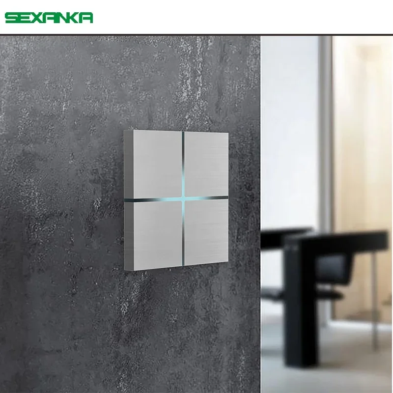 Smart Home Knx System - SEXANKA KNX EIB 工場スマートホームビルディング自動システム 4 ギャングアルミ金属調光スイッチタッチ壁スイッチ
