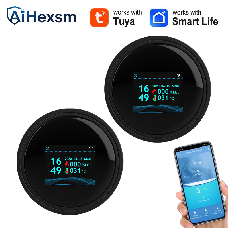 Smart Home Networking - Tuya Wifi 漏洩温度機能付き可燃性ガス検知器サポートホームスマートライフ天然ガス警報センサー LCD ディスプレイ