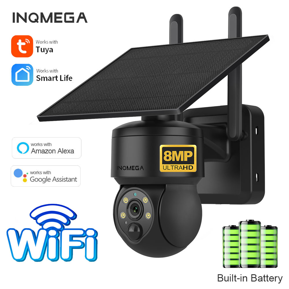 Smart Home Outdoor Camera - INQMEGA 8MP TUYA ソーラーカメラ PIR モーション検出、個別にインストール可能、ビデオ監視