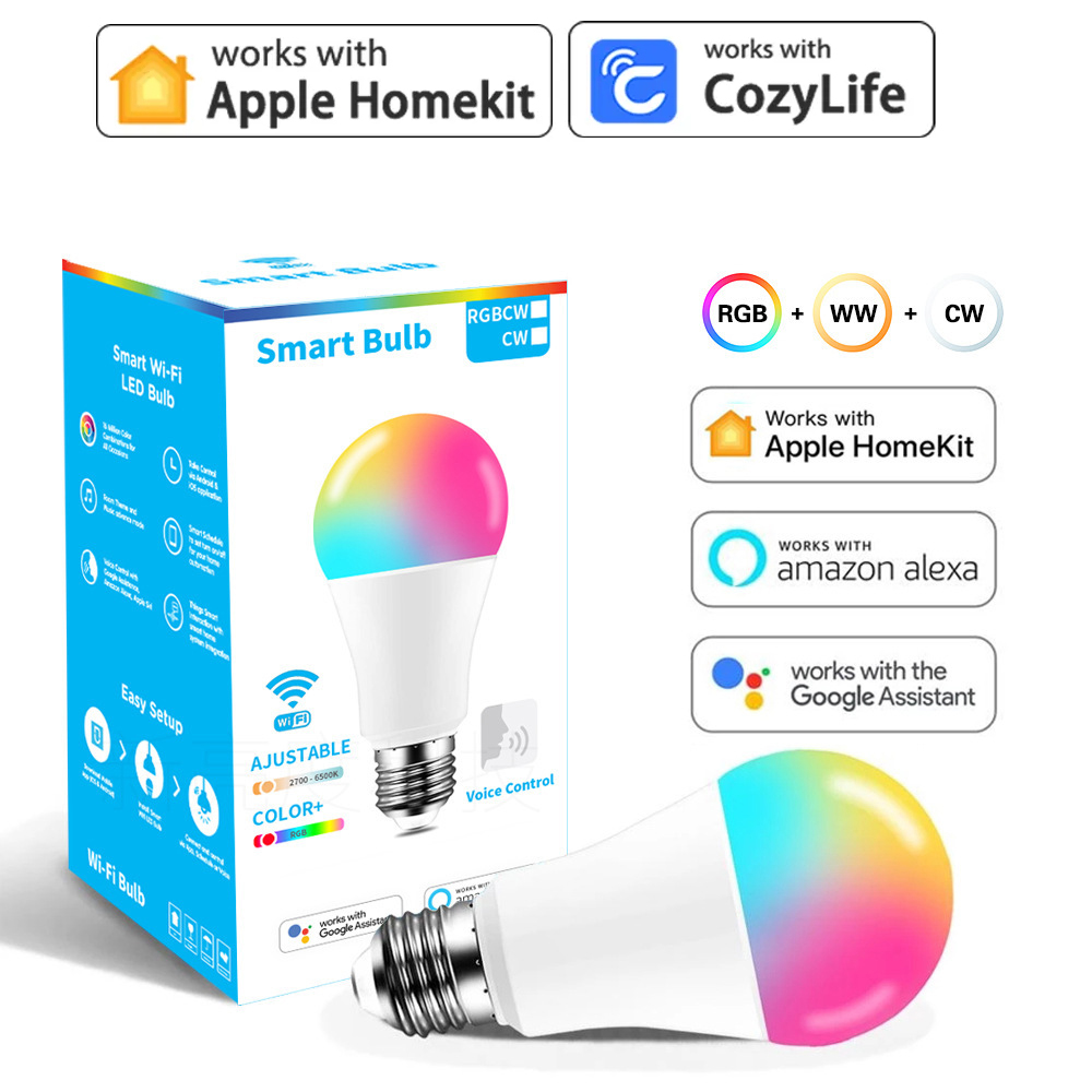 Smart Home Dashboard - HomeKit LEDスマートランプ,e27,rgb,siri制御,調光可能タイマー機能,110v,220v,alexa,Google Home, 9wで動作