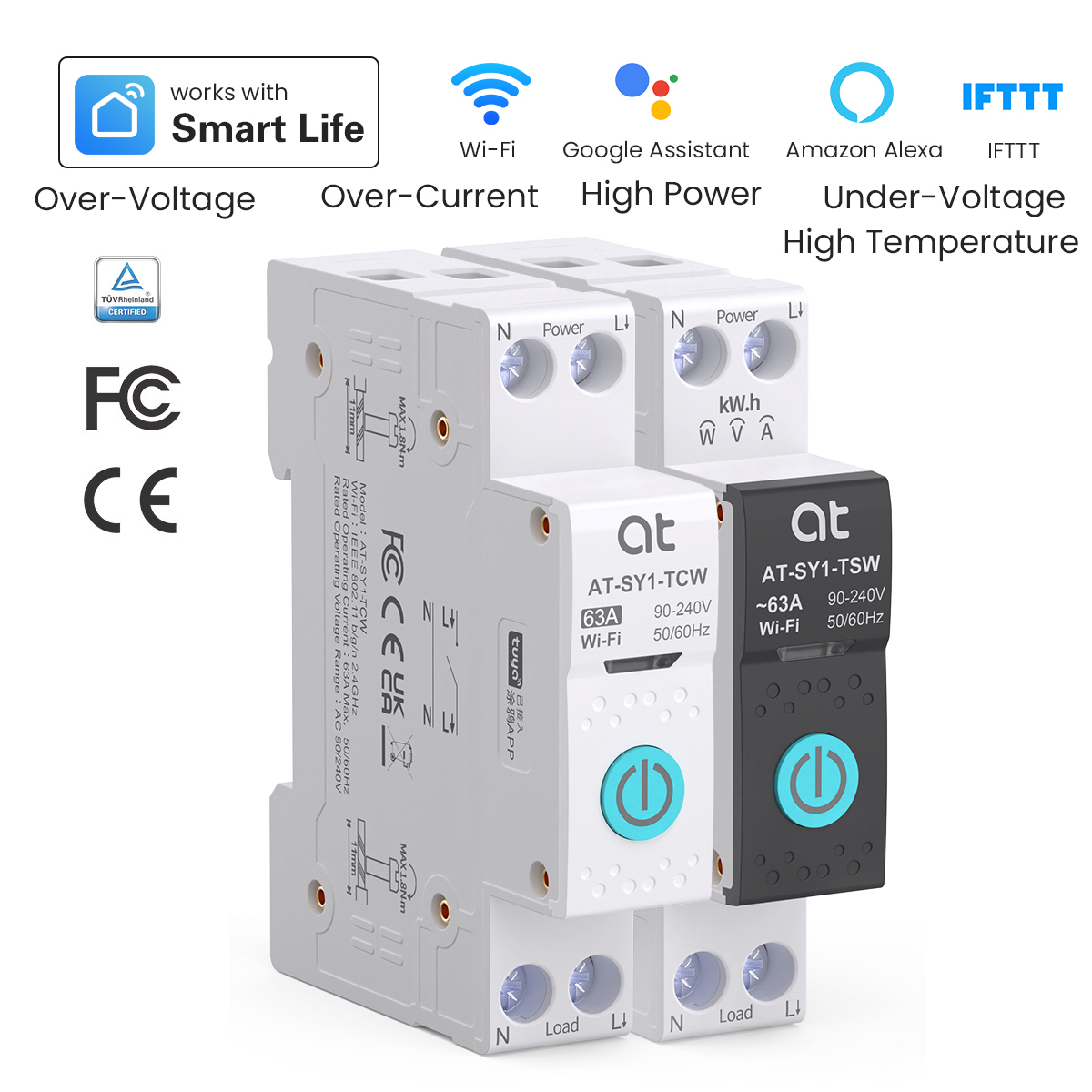 Smart Light Switch - Tuya WiFi サーキットブレーカー スマート 1P+N 63A