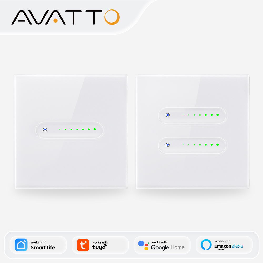 Smart Home Networking - AVATTO WiFi 1/2 ギャングスマート調光スイッチ、EU 調光ライトスイッチタッチガラスパネル制御 Tuya