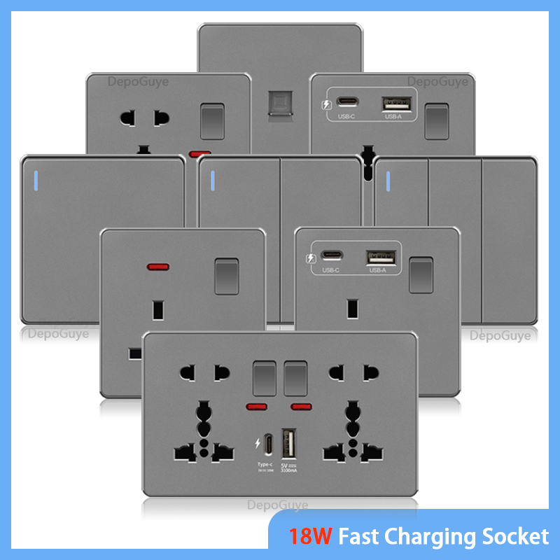 Smart Wall Socket - 英国 13A USB タイプ c 18