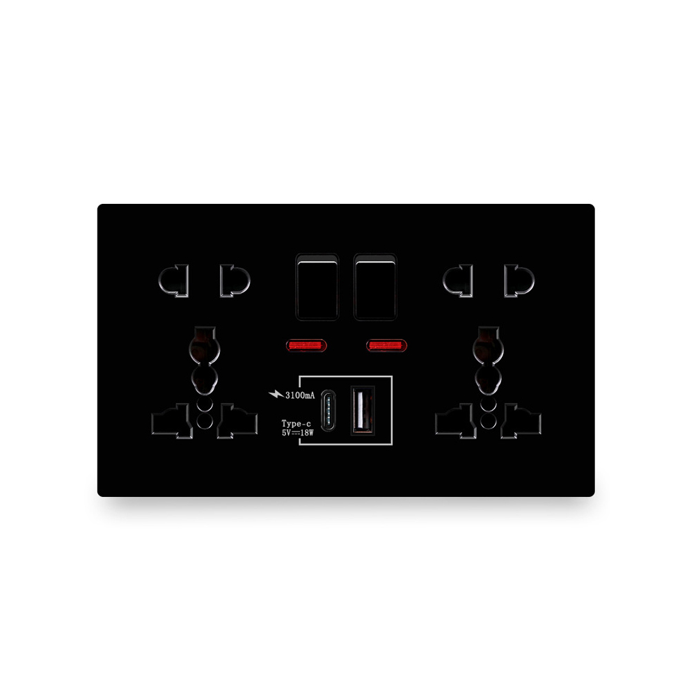 Smart Wall Socket - 18W Type-C急速充電対応コンセント 13A スマートクイックチャージインターフェース ユニバーサルデュアルソケット スイッチ制御