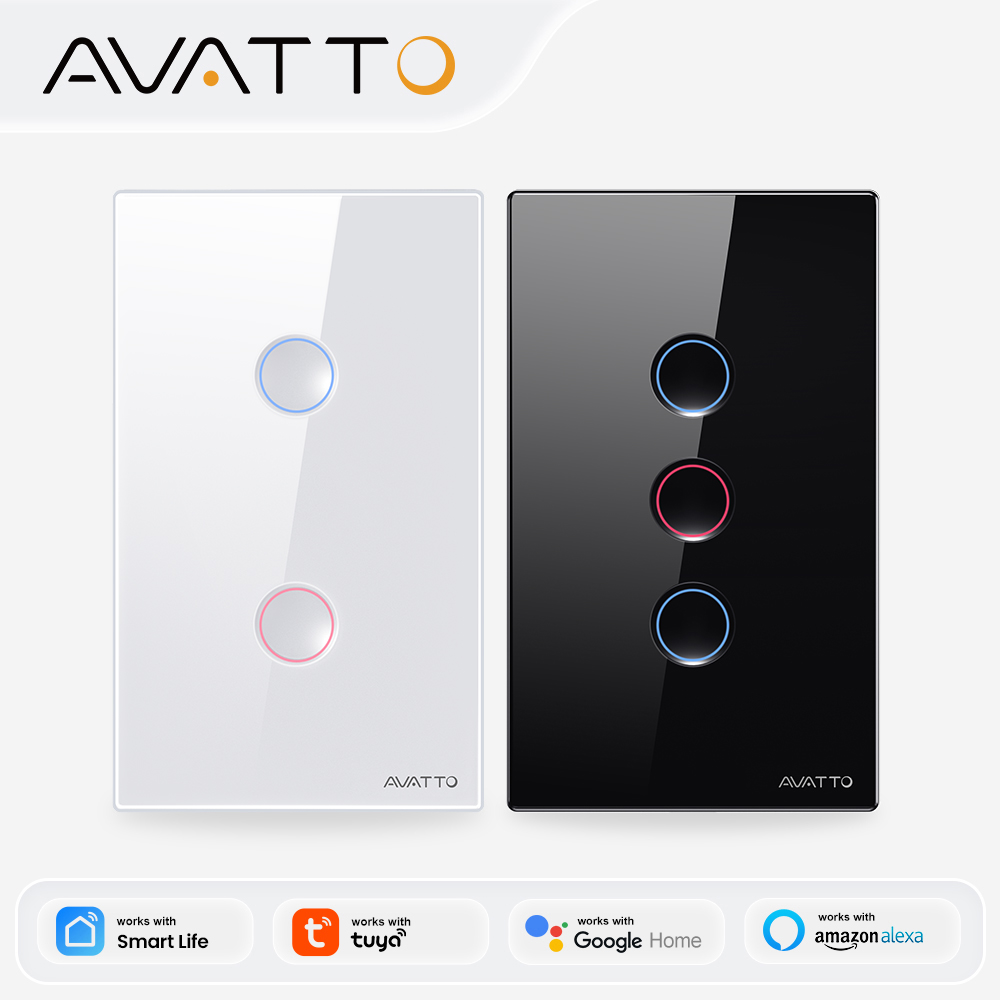 Smart Light Switch - AVATTO 1/2/3/4 ギャング ZigBee スマートライトスイッチ ワイヤレス壁タッチ溝付きボタンスイッチ