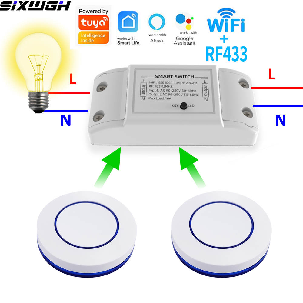 Smart Home Networking - 16A WiFi Tuya スマートスイッチ ワイヤレスリモコンタイマースイッチ 互換性のあるスマートライフアプリ