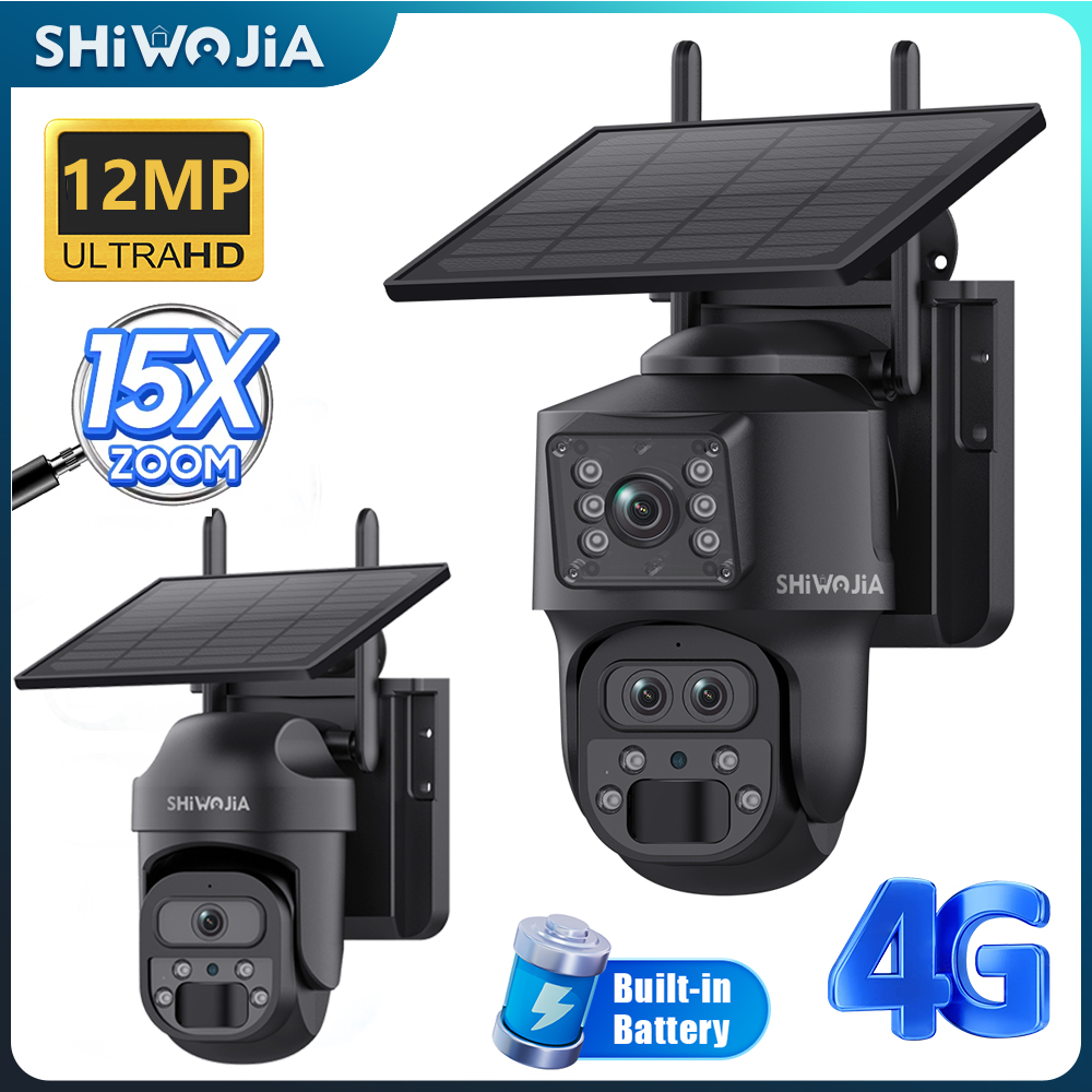 Smart Home Outdoor Camera - SHIWOJIA 15X ズームソーラーカメラ 4G 12MP 3
