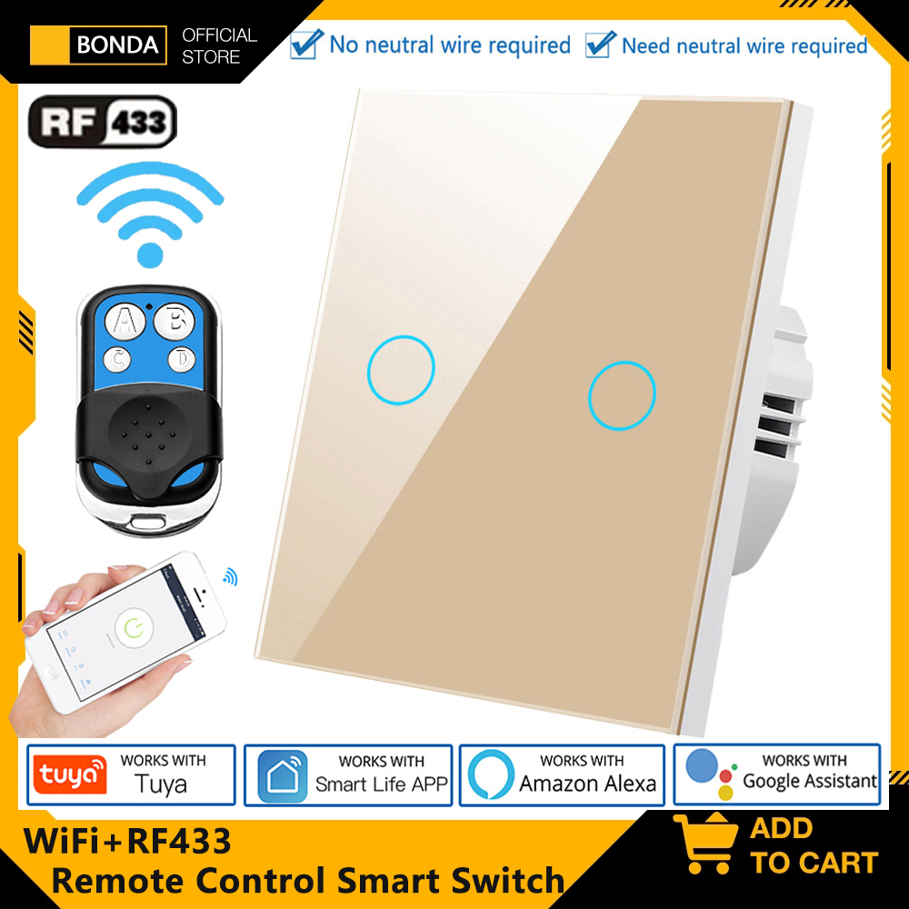 Smart Home Networking - Tuya EU WiFi + RF433 スマートリモコンスイッチ中性線不要