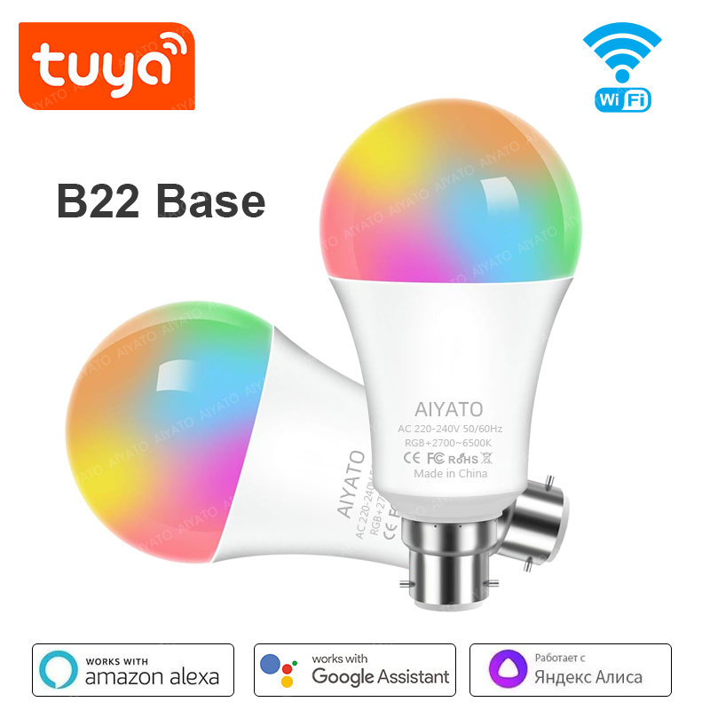 Smart Home Yellow - B22ベース UK TUYA Wifiスマート電球 Bluetoothランプ LED