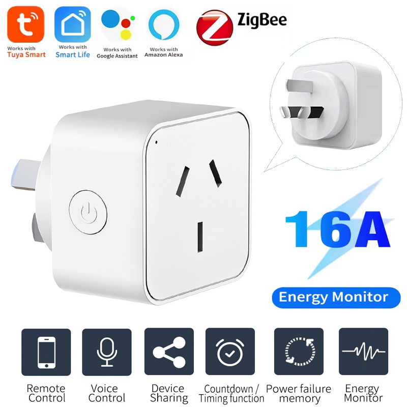 Smart Wall Socket - Tuya Zigbee 3.0スマートソケット（AU規格）エネルギー監視機能付き、リモートタイマー制御、AlexaとGoogleに対応