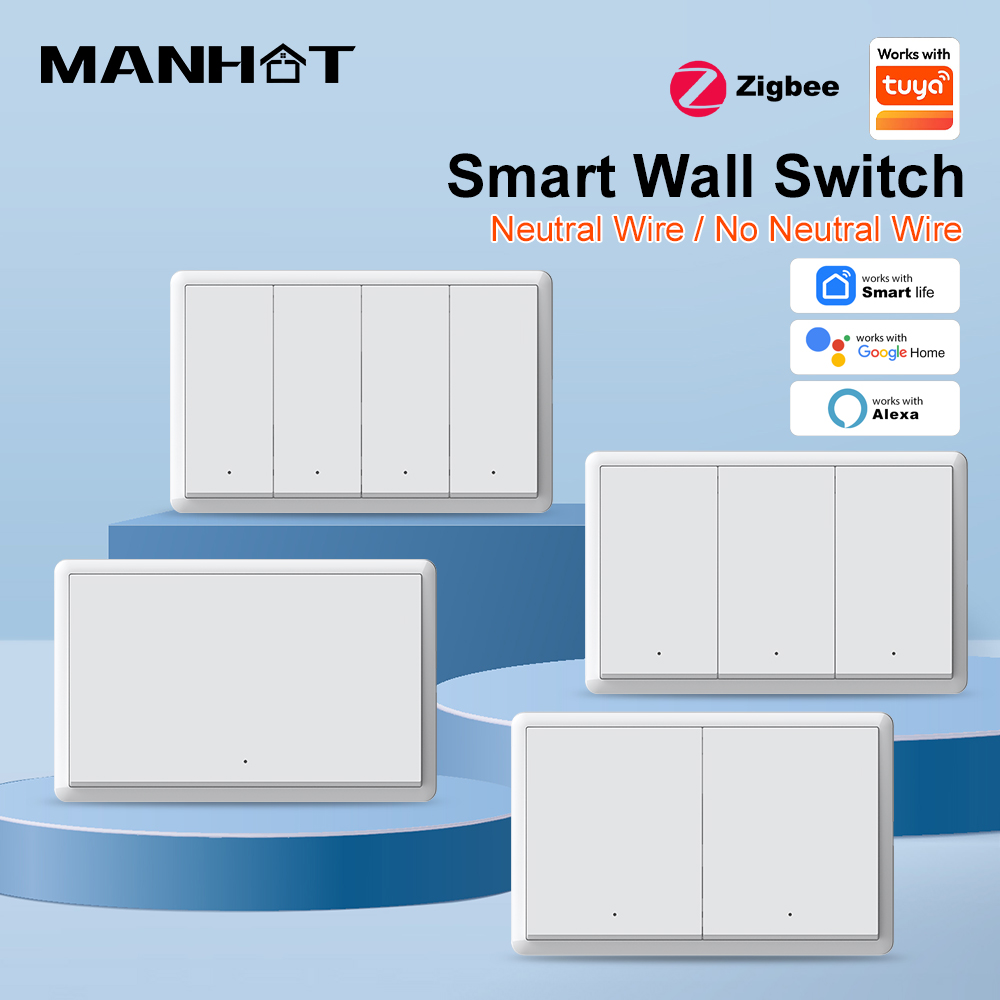 Smart Light Switch - MANHOT ZigBee3.0 スマートスイッチ 中性線不要 インテリジェント US
