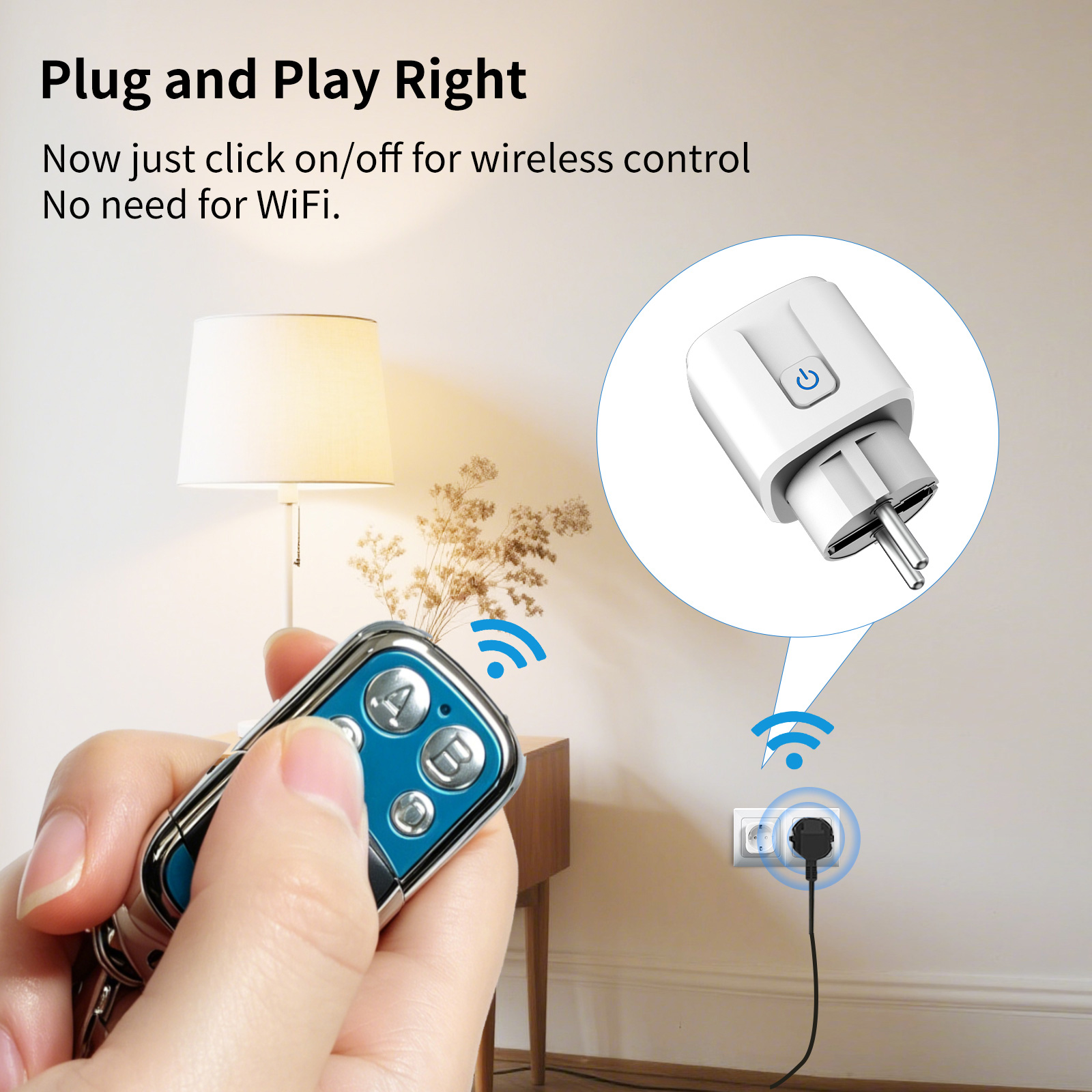 RF433スマートプラグEU FRワイヤレスソケットリモコン - Smart Wall Socket のレビューと価格