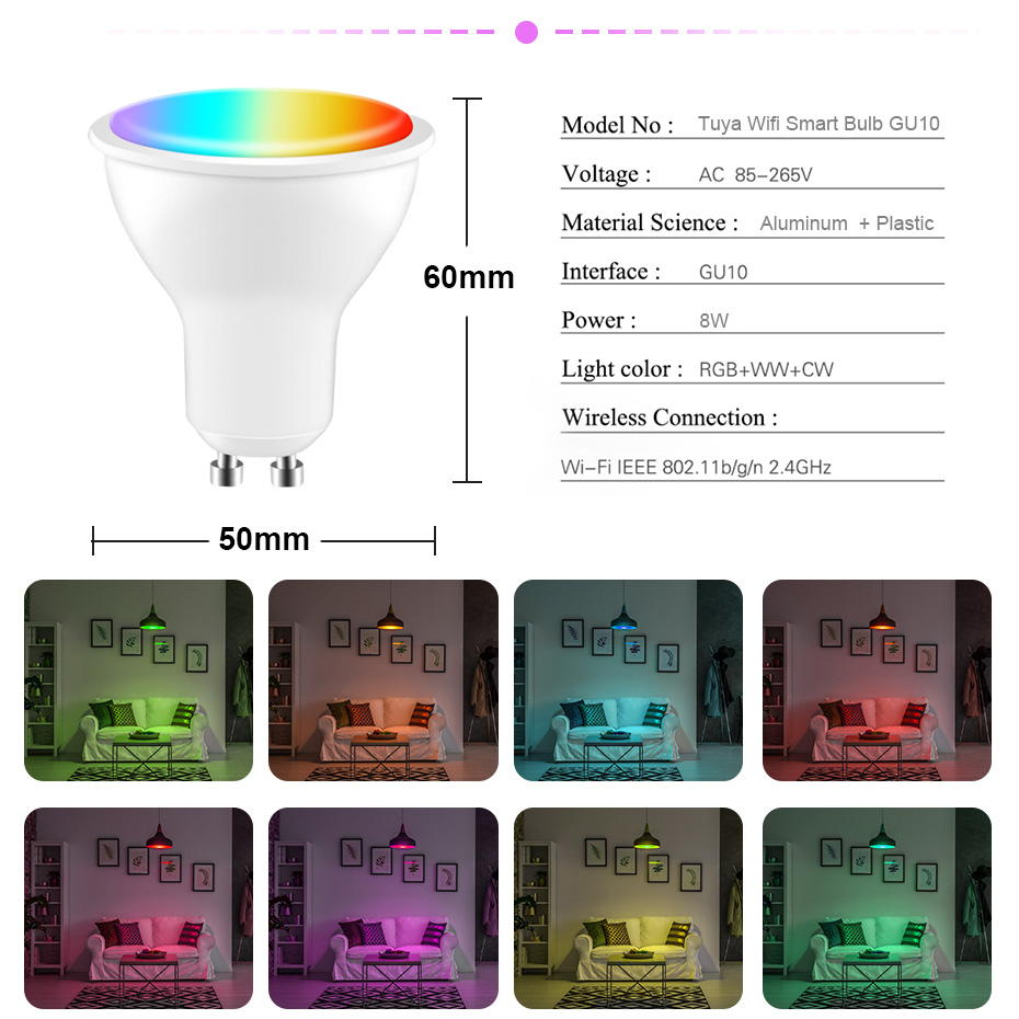GU10 LED 電球スマート Wifi ランプ互換 Tuy - Smart Home Yellow のレビューと価格