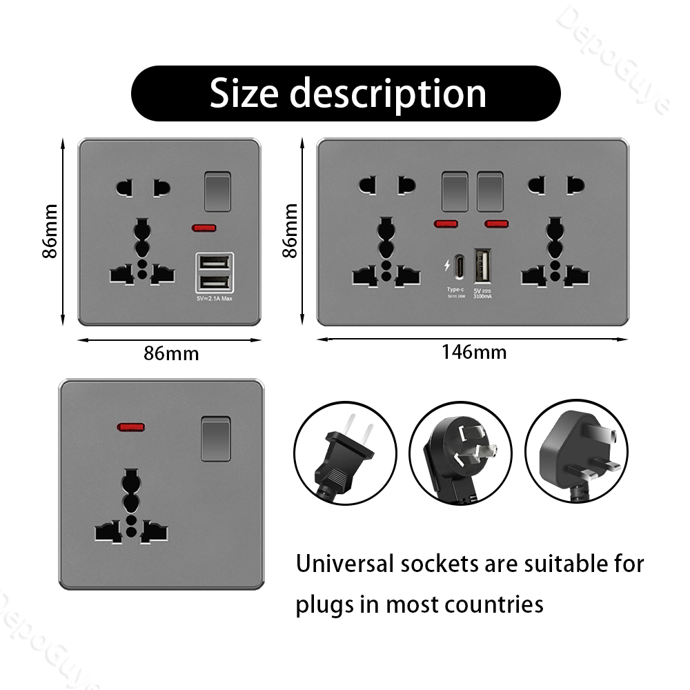 英国 13A USB タイプ c 18 ワット急速充電壁電源 - Smart Wall Socket のレビューと価格