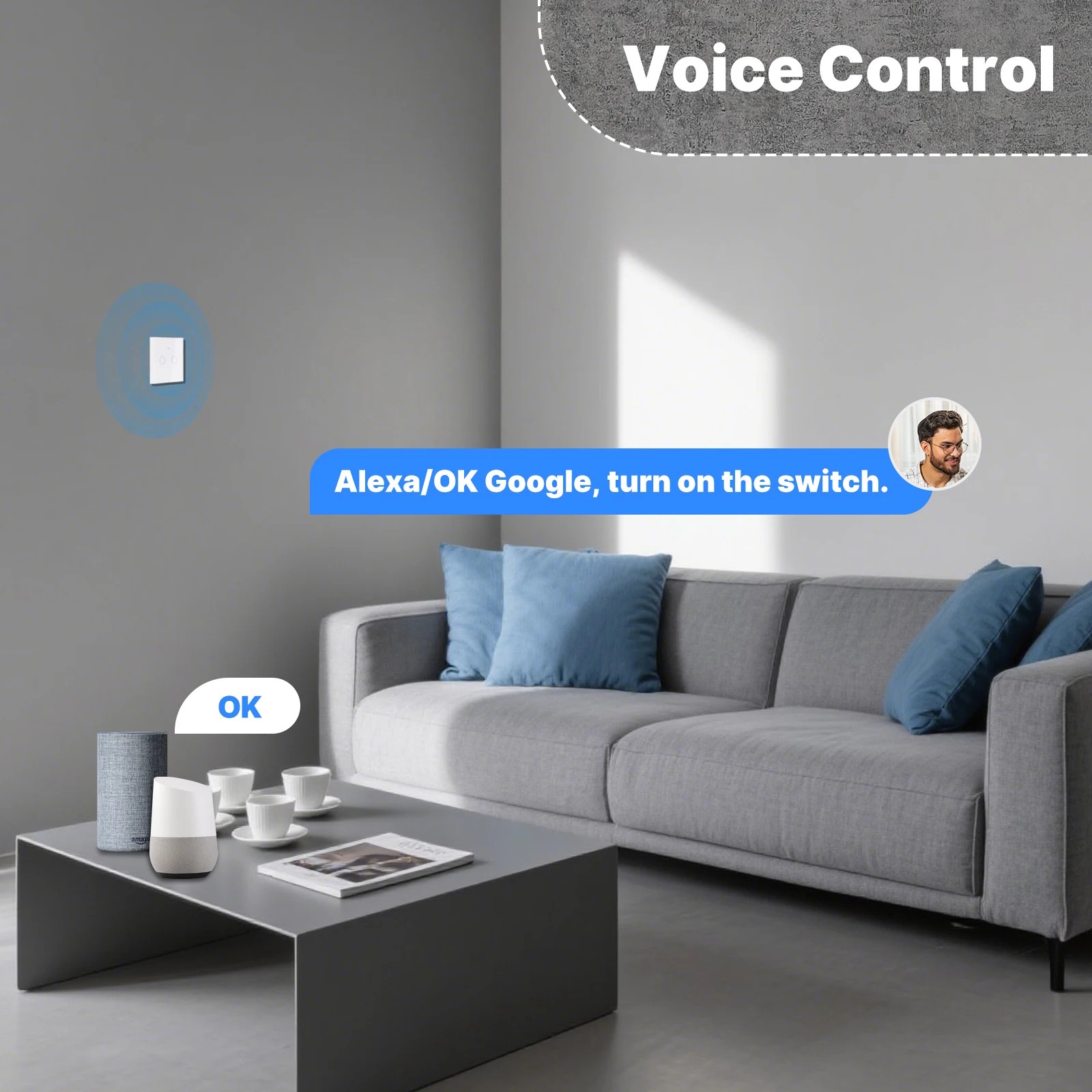 MOES WiFi+RF433 スマートタッチスイッチ、中性 - Smart Home Moes のレビューと価格