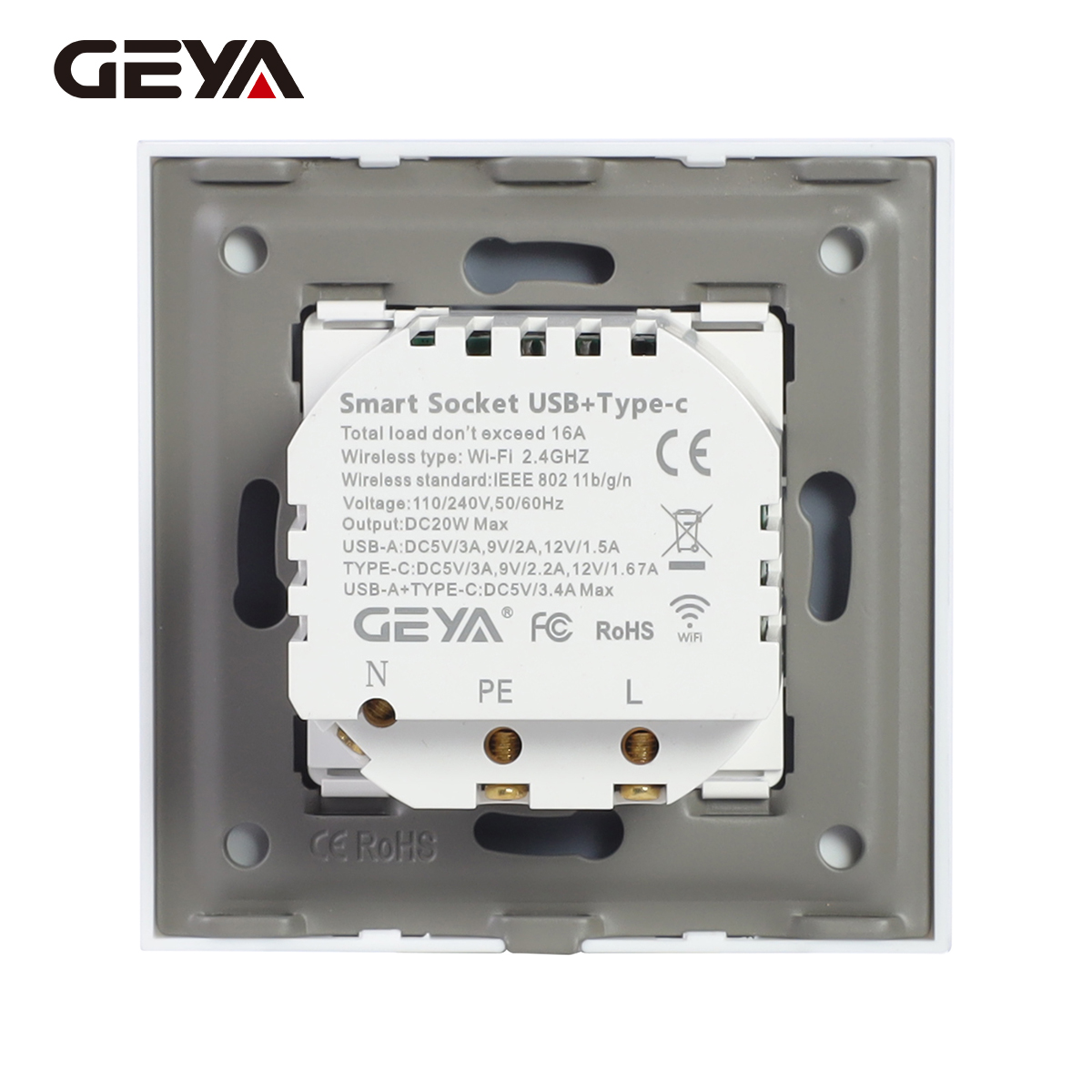 GEYA Wifi EUソケット、20W Type-C US - Smart Wall Socket のレビューと価格