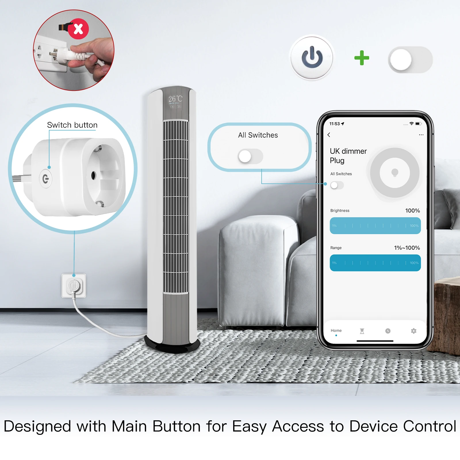 MOES Tuya WiFi スマートプラグ 調光可能な電源 - Smart Wall Socket のレビューと価格