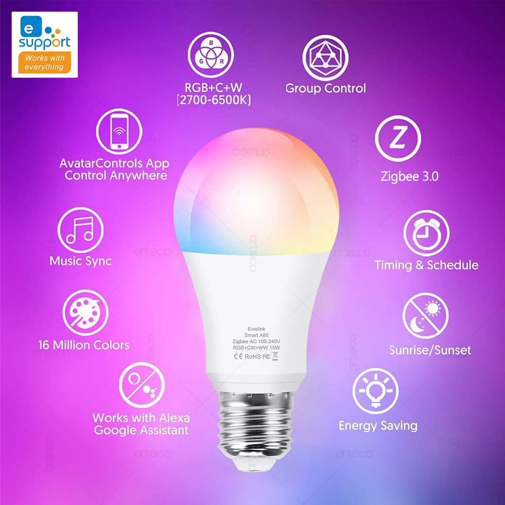 15 ワット 18 ワット E27 Zigbee スマート電 - Smart Home Yellow のレビューと価格