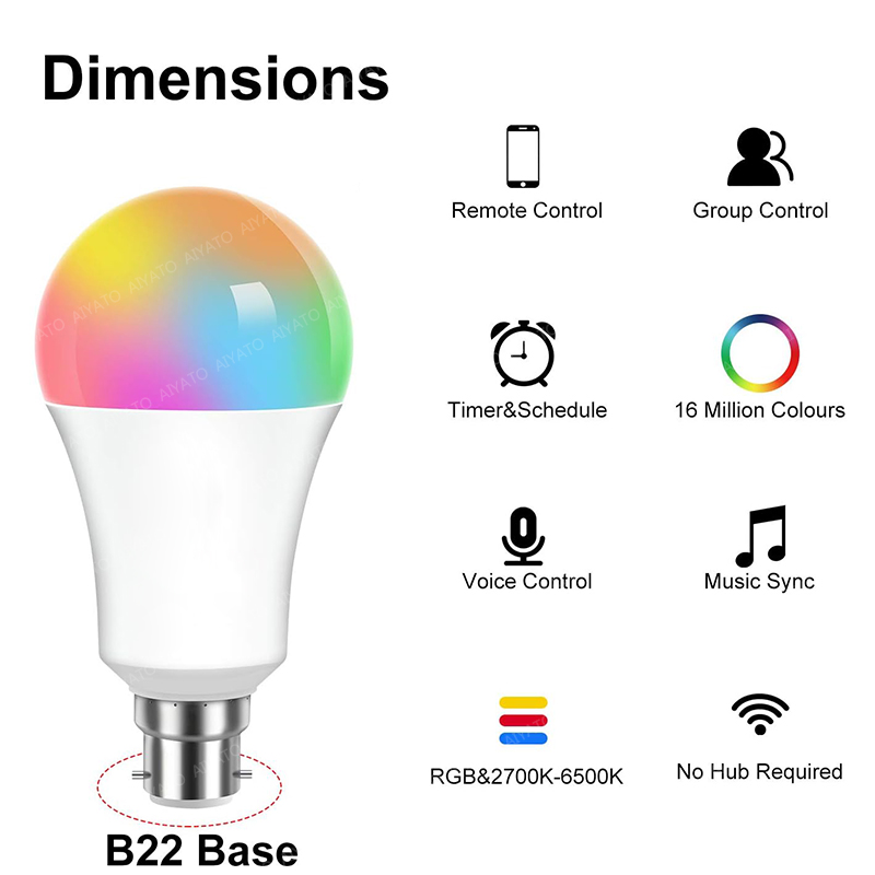 B22ベース UK TUYA Wifiスマート電球 Blue - Smart Home Yellow のレビューと価格