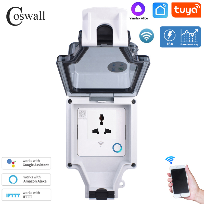 Coswall-タイマー付きの防水wifiプラグ,Alexa - Smart Wall Socket のレビューと価格